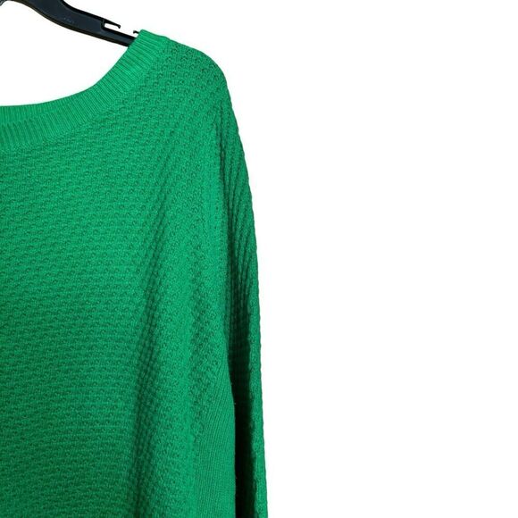 Lands' End Sweater Womens 2X 20W 22W Green Waffle Knit Pullover Sweatshirt - Picture 3 of 8